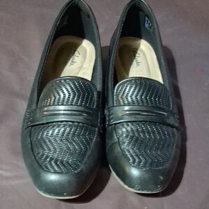 Clarks Women's Black Perforated Loafers